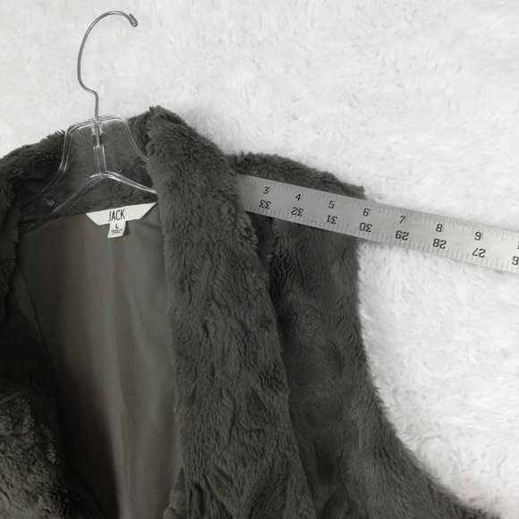 Jack Womens Vest Faux Fur Gray Sleeveless Lined Shawl Collar L - Picture 6 of 12